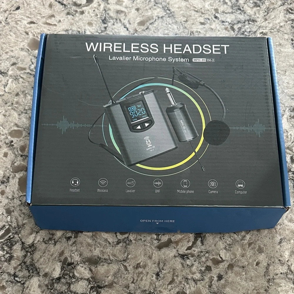 Wireless Headset Lavalier Microphone System - Black